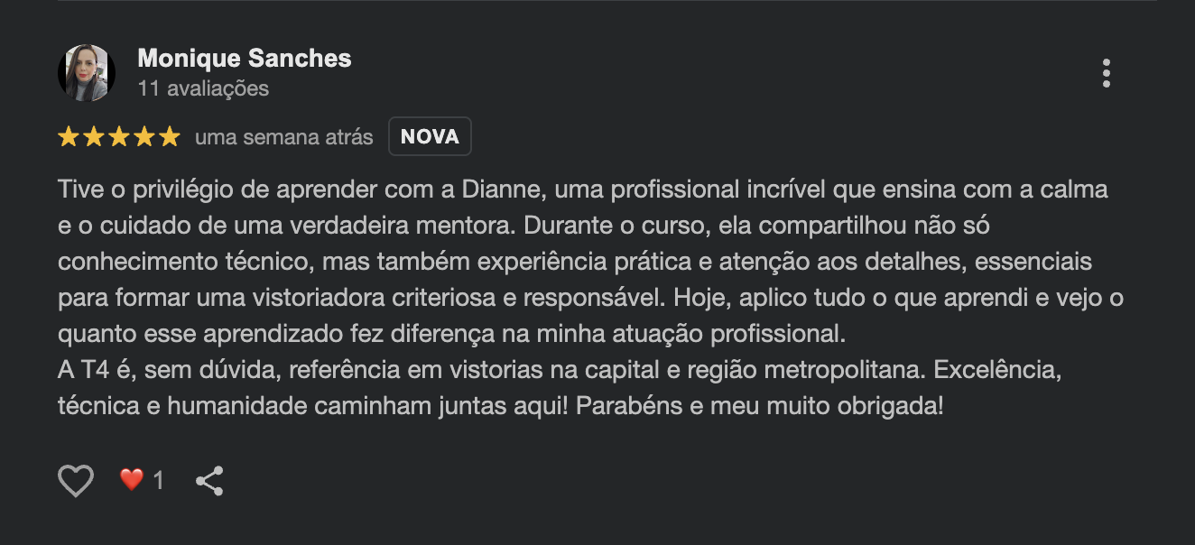 Depoimento de aluna Monique Sanches sobre o curso T4